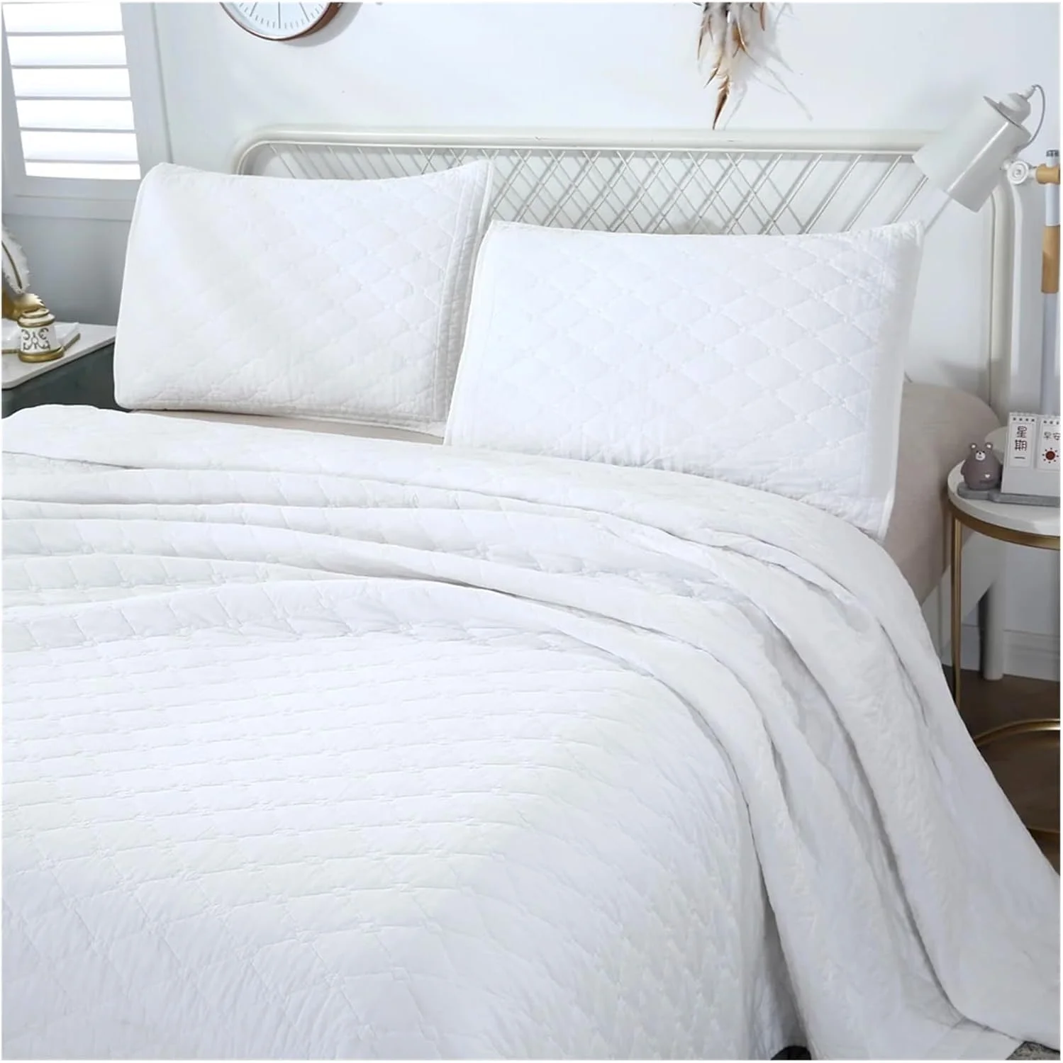 رو تختی سه تکه پنبه ای تمکین، روکش تخت خواب نرم، ست لحاف زوج، روکش تشک، پتوی تخت دو نفره و روتختی، رختخواب لوکس در یک کیف (Bianco 3pcs 270x234cm)