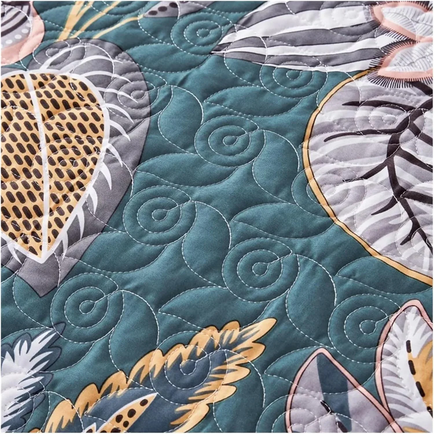 روتختی پنبه‌ای به سبک فرانسوی، روکش لحاف‌دوزی شده برای تخت، روکش تشک، روکش چاپی، روتختی‌های سازگار با ملحفه‌های دو نفره، تخت خواب لوکس در یک کیف (B ۳ تکه ۲۴۵x۲۵۰ سانتی‌متر)