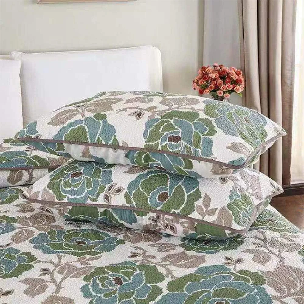 روتختی طرح دار چند منظوره لحافی سه تکه با روبالشتی، رو تختی چاپی گلدار مناسب تخت دو نفره و بزرگ سایز B (B) (B)
