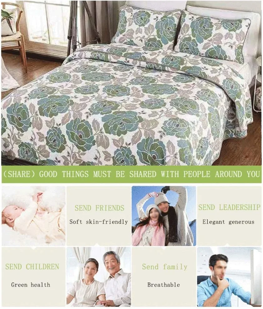 روتختی طرح دار چند منظوره لحافی سه تکه با روبالشتی، رو تختی چاپی گلدار مناسب تخت دو نفره و بزرگ سایز B (B) (B)