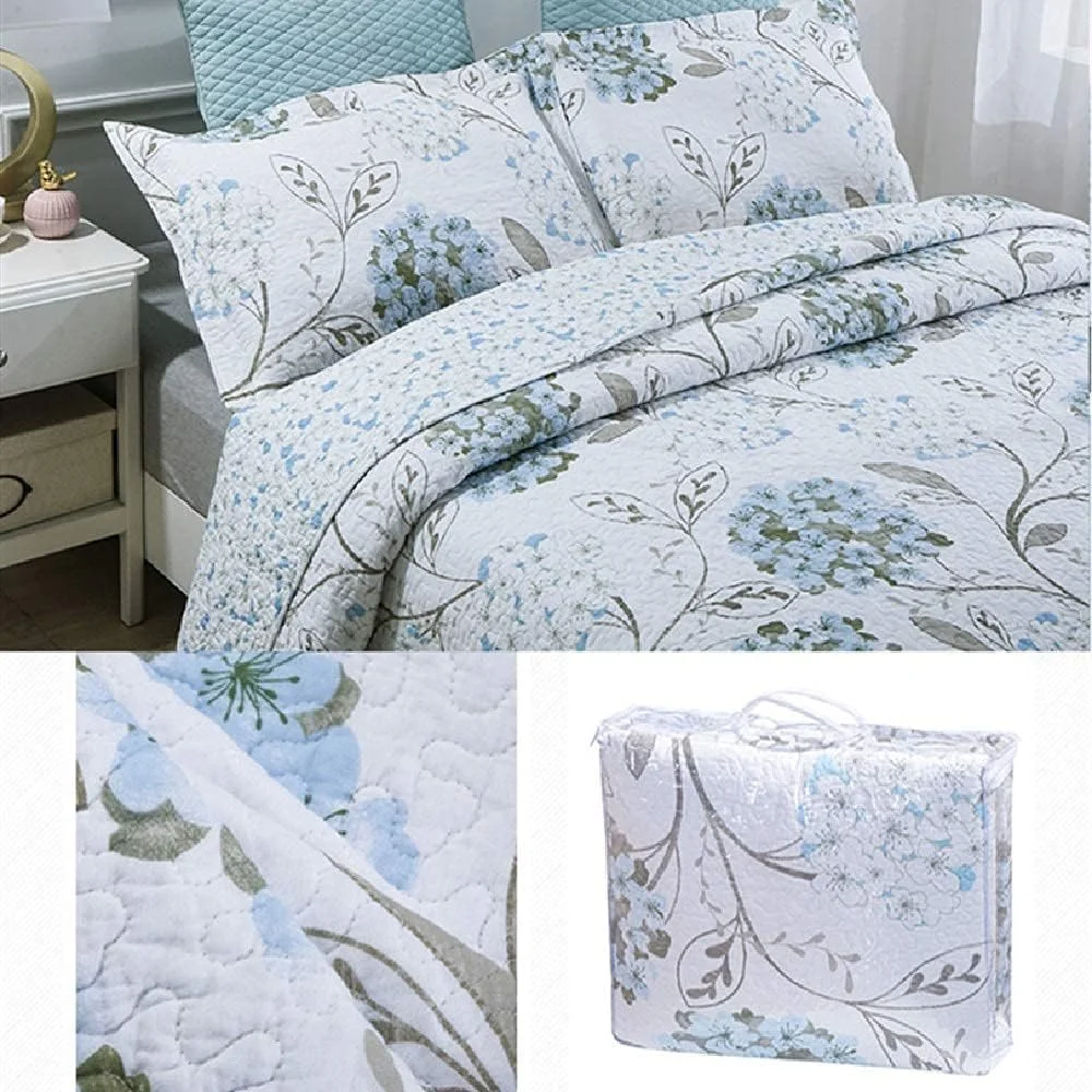 رو تختی طرح دار، روتختی میکروفایبر تکه دوزی شده، لحاف دو نفره پنبه ای چند منظوره، رو انداز تخت با 2 روبالشتی