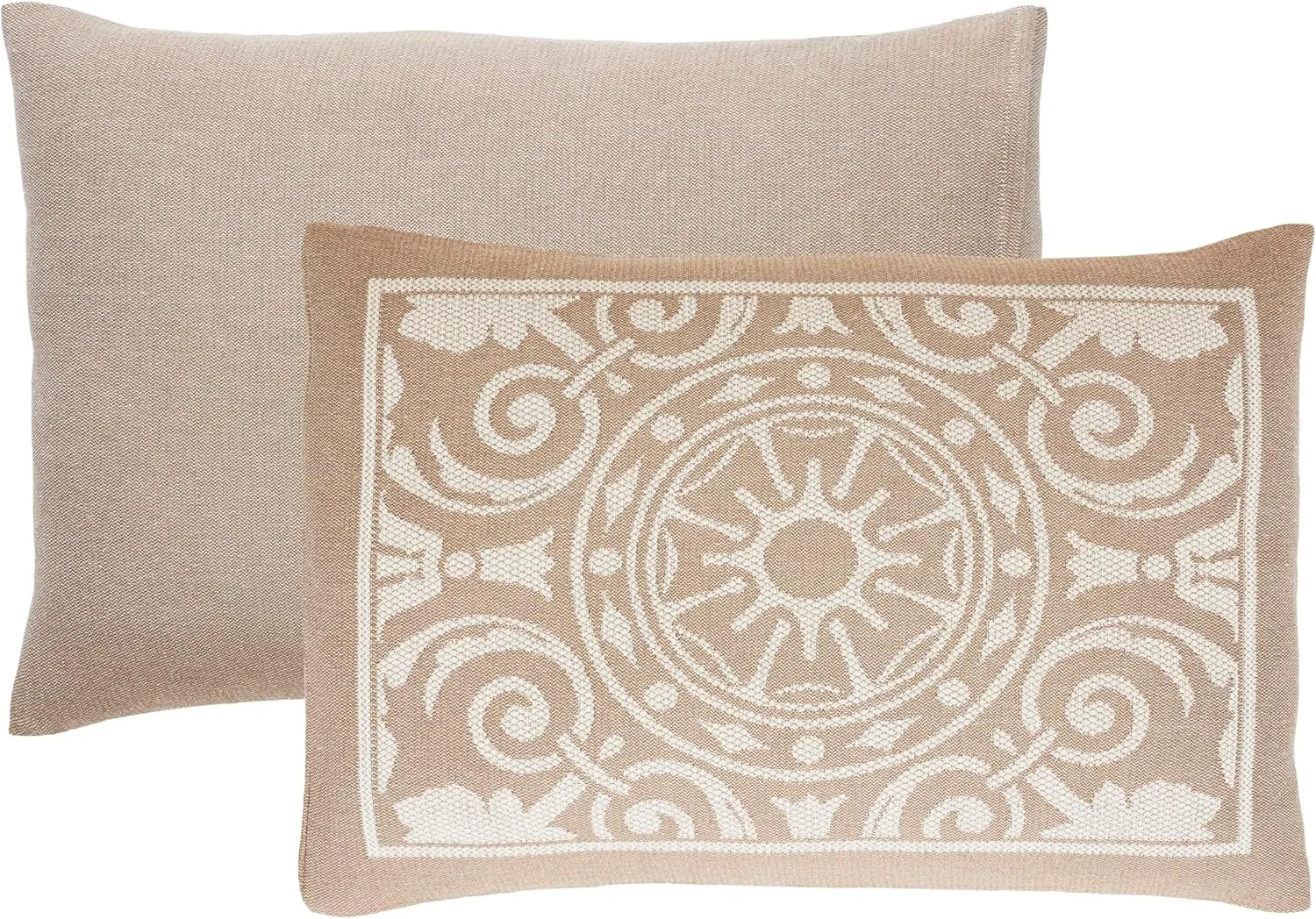 ست روتختی سه تکه با ترکیب پنبه عالی، روتختی بزرگ، 2 روبالشتی هماهنگ، پتوی سبک وزن، دکوراسیون روتختی طرح مدالیون سنتی ژاکارد، مجموعه آدالی، کوئین، طوسی