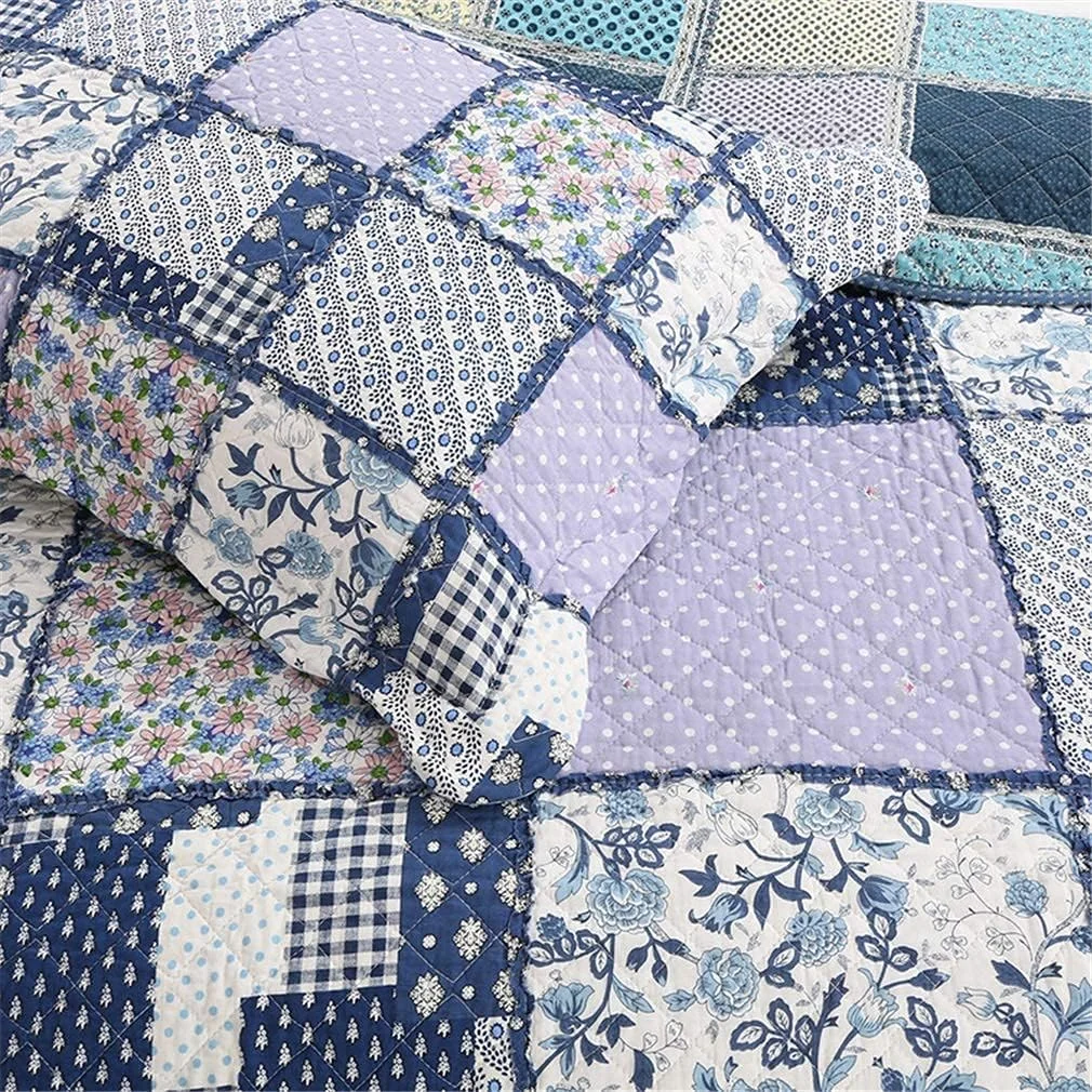 ست روتختی سه تکه طرح گلدار، لحاف پنبهای تکهدوزی شده، مناسب تخت دو نفره، شامل لحاف و 2 روبالشی، 230 در 250 سانتیمتر ست روتختی سه تکه طرح گلدار، لحاف پنبهای تکهدوزی شده، مناسب تخت دو نفره، شامل لحاف و 2 روبالشی، 230 در 250 سانتیمتر