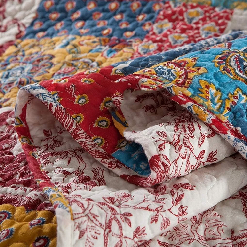 روتختی کینگ سایز طرح دار سه تکه پنبه ای به همراه 2 روبالشتی، گرم و سبک، 230 * 250 سانتی متر