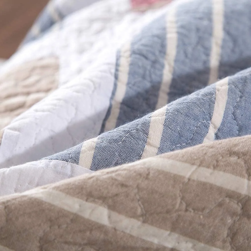 روتختی تکه دوزی شده، لحاف روتختی، رو تختی سوپر کینگ سایز، ست ملافه نرم و لوکس چهار فصل با 2 روبالشتی