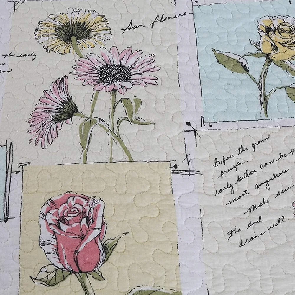 روتختی پنبه ای طرح لاله یکپارچهسازی با تکه های پارچه لحاف تخت پرتاب لحاف روتختی رو تختی برگشت پذیر روکش لحاف برای تخت دو نفره با 2 روبالشی