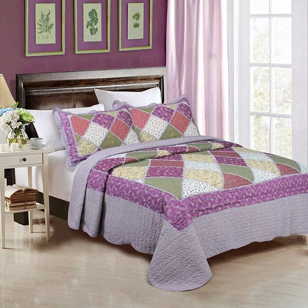 روتختی سه تکه پنبه ای طرح چهل تکه چاپی، رو تختی به سبک هنری، لحاف و روبالشی سایز کینگ، مناسب تخت خواب - 180CM220CM (سایز کینگ 230cm*250cm) روتختی سه تکه پنبه ای طرح چهل تکه چاپی، رو تختی به سبک هنری، لحاف و روبالشی سایز کینگ، مناسب تخت خواب - 180CM220CM (سایز کینگ 230cm*250cm)