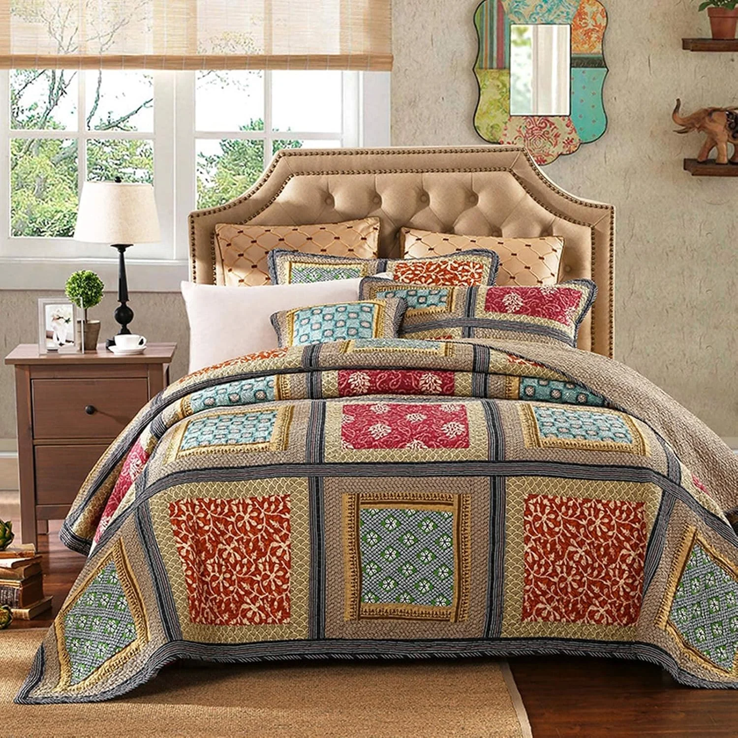 روتختی طرح دار، لحاف تکه دوزی شده، پتوی تختخوابی نخی سبک وزن، ست روتختی گلدوزی شده با طرح گل، رو تختی دو نفره به همراه 2 روبالشتی روتختی طرح دار، لحاف تکه دوزی شده، پتوی تختخوابی نخی سبک وزن، ست روتختی گلدوزی شده با طرح گل، رو تختی دو نفره به همراه 2 روبالشتی