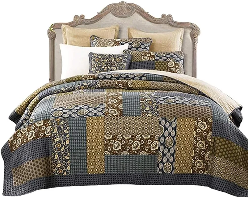 روتختی دو نفره، لحاف تکه دوزی شده دست دوز، رو تختی سه تکه پنبه ای، پتو چند منظوره با روبالشی، -259x269 سانتی متر + 2 عدد 51x91 سانتی متر روتختی دو نفره، لحاف تکه دوزی شده دست دوز، رو تختی سه تکه پنبه ای، پتو چند منظوره با روبالشی، -259x269 سانتی متر + 2 عدد 51x91 سانتی متر