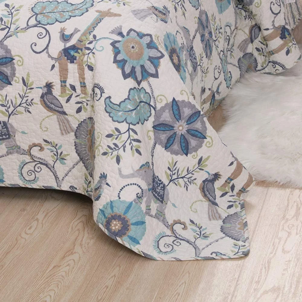 روتختی لحافی طرح تکه دوزی سایز دو نفره و کینگ، ست 3 تکه، رو تختی نخی سبک وزن، چند رنگ - 230x250 سانتی متر + 50x70 سانتی متر، چند رنگ