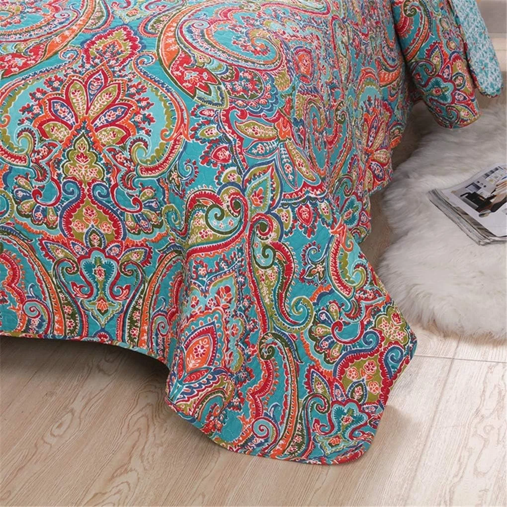 روتختی لحافی طرح تکه دوزی شده مناسب تخت دو نفره، آستر دار و لحاف دوزی شده به همراه 2 روبالشتی، 230X250 سانتی متر