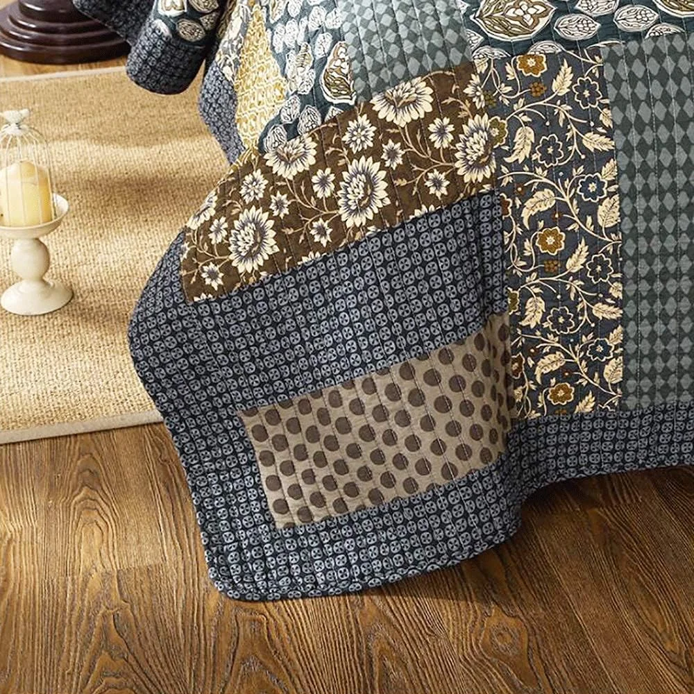 روتختی دو نفره، لحاف تکه دوزی شده دست دوز، رو تختی سه تکه پنبه ای، پتو چند منظوره با روبالشی، -259x269 سانتی متر + 2 عدد 51x91 سانتی متر