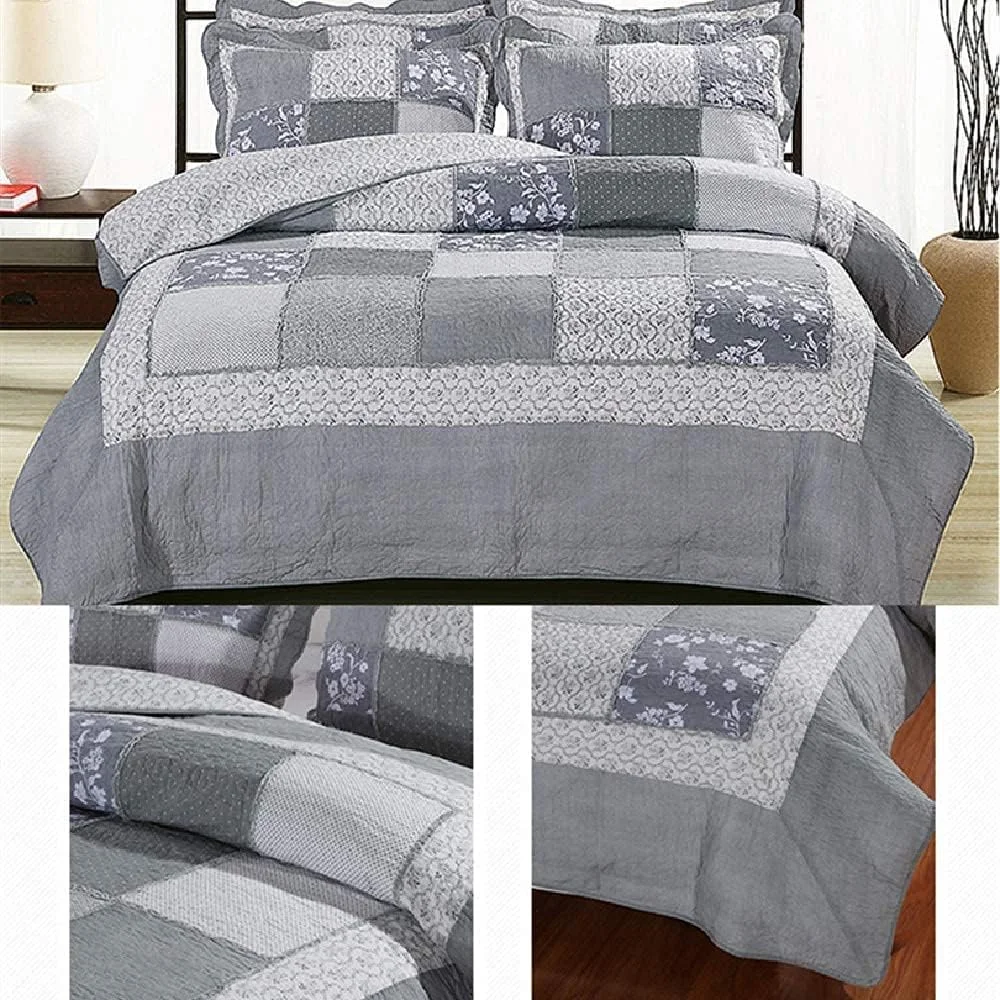 روتختی، لحاف تکه دوزی شده پنبه ای، فوق العاده نرم، مناسب تمام فصول، ملحفه/پتو/رو تختی چند منظوره با 2 روبالشی