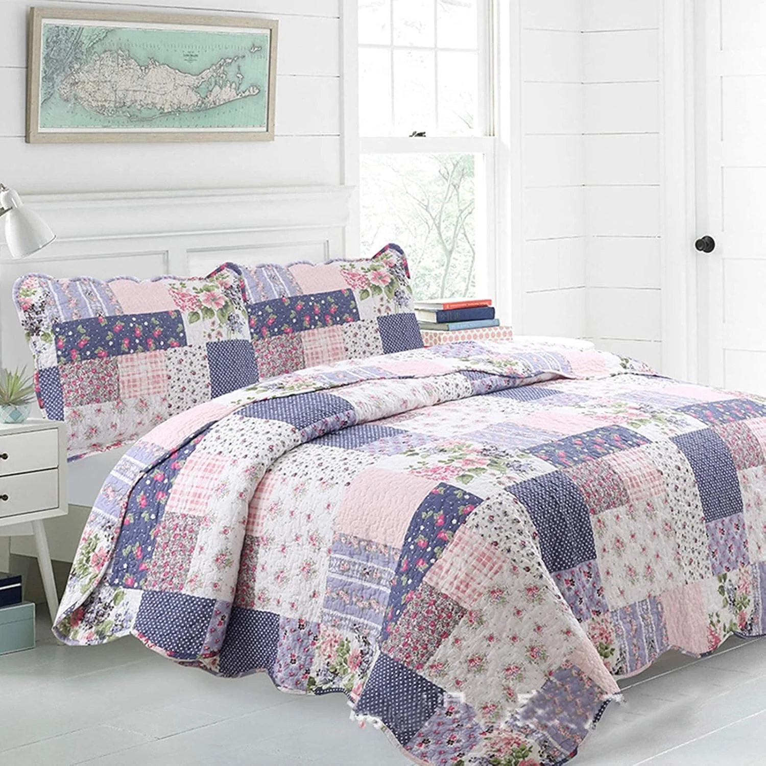 روتختی پنبه ای تکه دوزی شده، لحاف رنگی ترکیبی طرح گلدار قدیمی، رو تختی دو نفره برگشت پذیر، روکش لحاف نرم و راحت از جنس میکروفیبر، همراه با روبالشی روتختی پنبه ای تکه دوزی شده، لحاف رنگی ترکیبی طرح گلدار قدیمی، رو تختی دو نفره برگشت پذیر، روکش لحاف نرم و راحت از جنس میکروفیبر، همراه با روبالشی