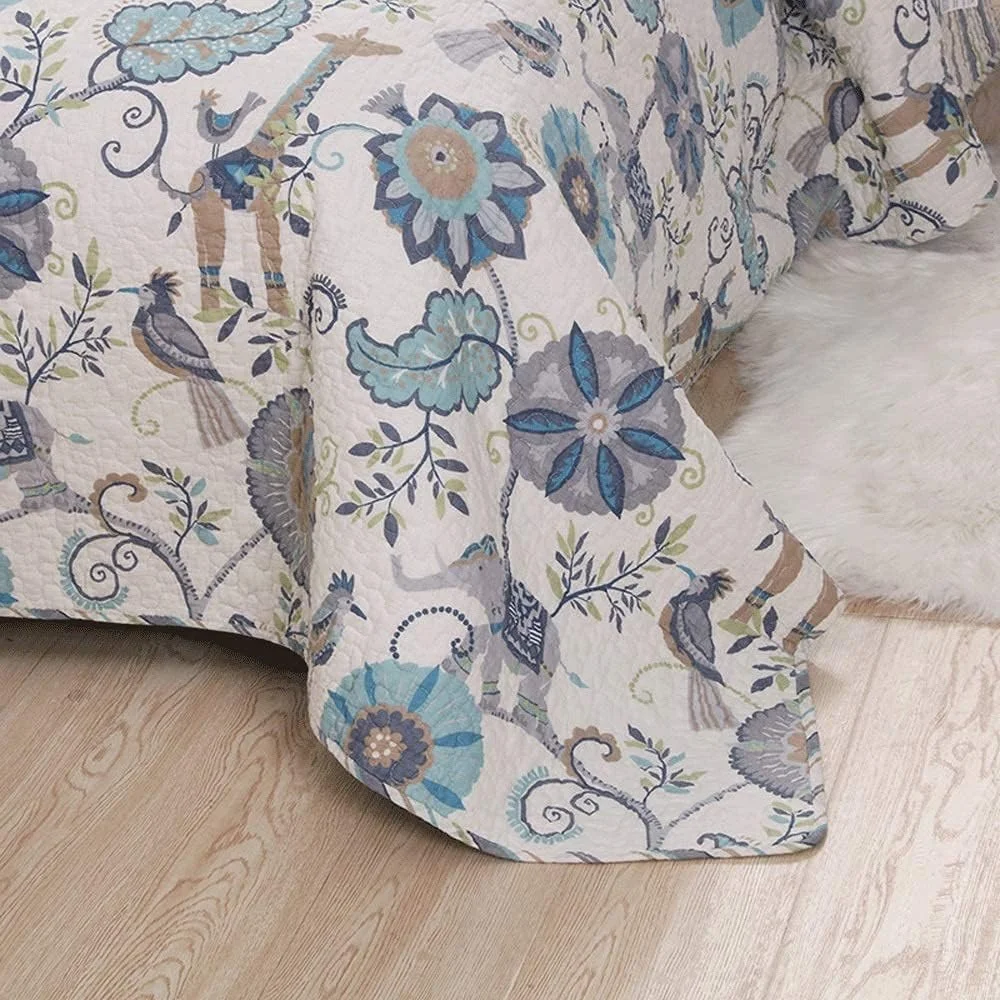 روتختی سه تکه پنبه‌ای طرح تکه‌دوزی دو رو (شامل 1 لحاف و 2 روبالشی) سایز S (رنگ تصویر 230cmx250cm)