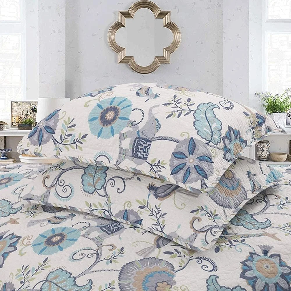 روتختی سه تکه پنبه‌ای طرح تکه‌دوزی دو رو (شامل 1 لحاف و 2 روبالشی) سایز S (رنگ تصویر 230cmx250cm)