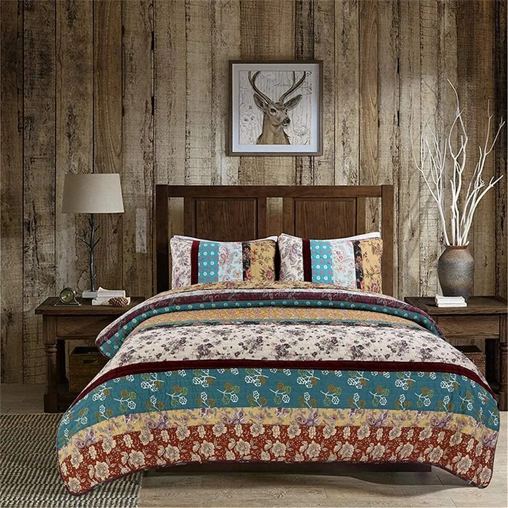 روتختی نخی 230 در 250 سانتی متر، روتختی تکه دوزی، روتختی لحافی، ست ملحفه 3 تکه، راه راه آبی سفید، سبک نوردیک روتختی نخی 230 در 250 سانتی متر، روتختی تکه دوزی، روتختی لحافی، ست ملحفه 3 تکه، راه راه آبی سفید، سبک نوردیک