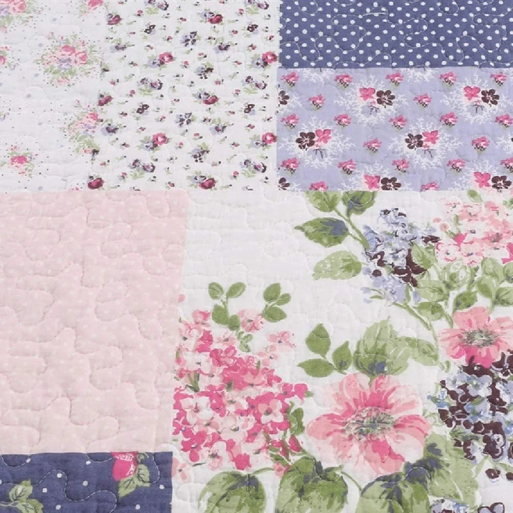 روتختی پنبه ای تکه دوزی شده، لحاف رنگی ترکیبی طرح گلدار قدیمی، رو تختی دو نفره برگشت پذیر، روکش لحاف نرم و راحت از جنس میکروفیبر، همراه با روبالشی