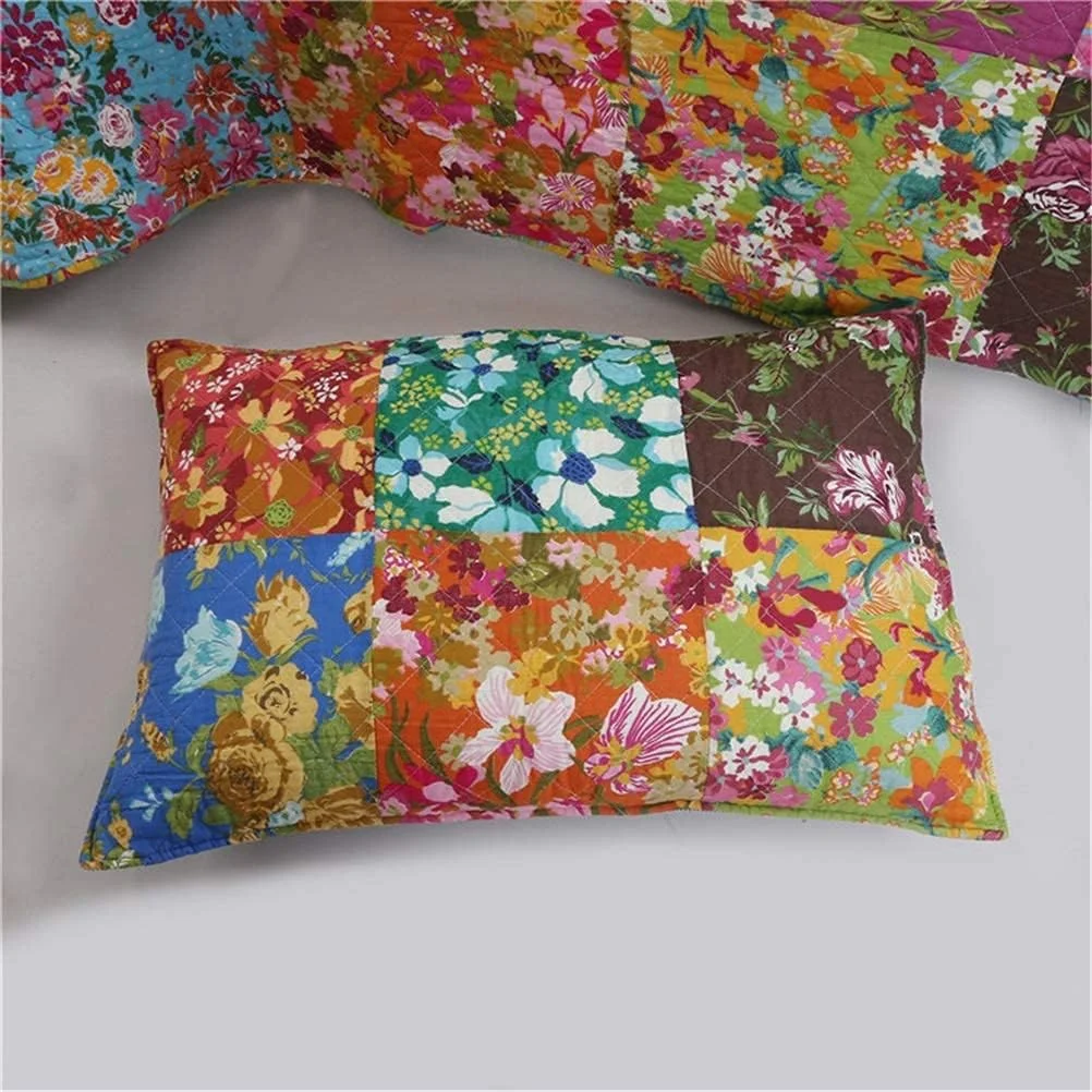 روتختی طرح چهل تکه، دو رو، طرح گلدار، کاور لغزنده، دو رو، 230 در 250 سانتی متر، لحاف سبک وزن، رو تختی 3 تکه