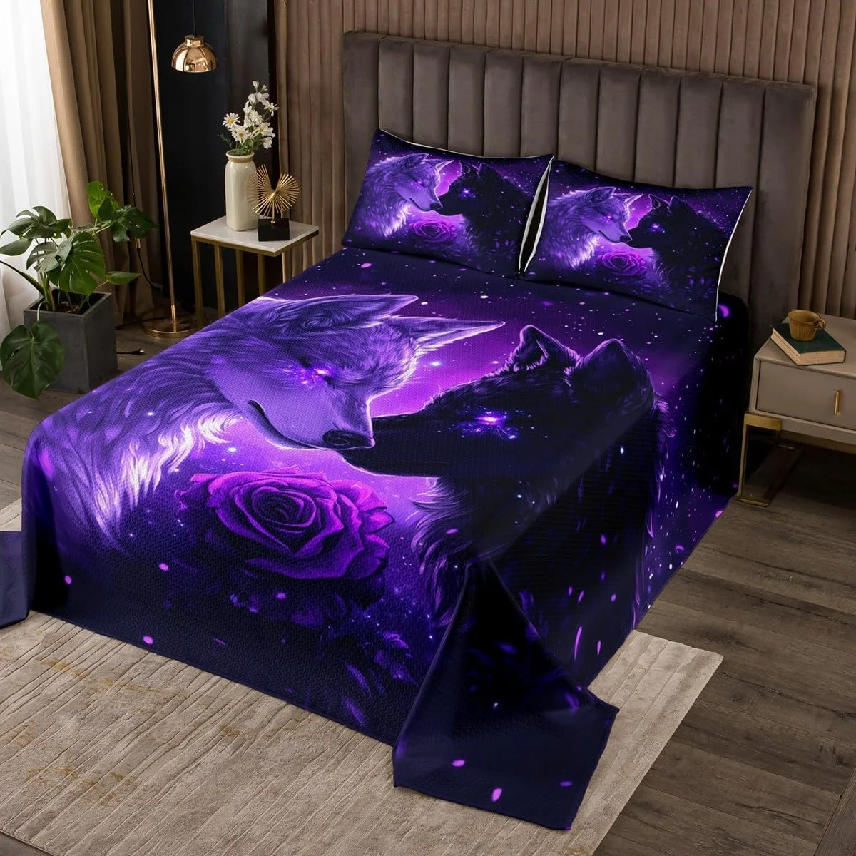 روتختی سایز کینگ طرح گرگ وحشی، ست لحاف طرح زوج گرگ با دو روبالشتی، طرح گل رز رمانتیک بنفش کهکشانی، ست رو تختی میکروفایبر مناسب کودکان و بزرگسالان، تنفس پذیر روتختی سایز کینگ طرح گرگ وحشی، ست لحاف طرح زوج گرگ با دو روبالشتی، طرح گل رز رمانتیک بنفش کهکشانی، ست رو تختی میکروفایبر مناسب کودکان و بزرگسالان، تنفس پذیر