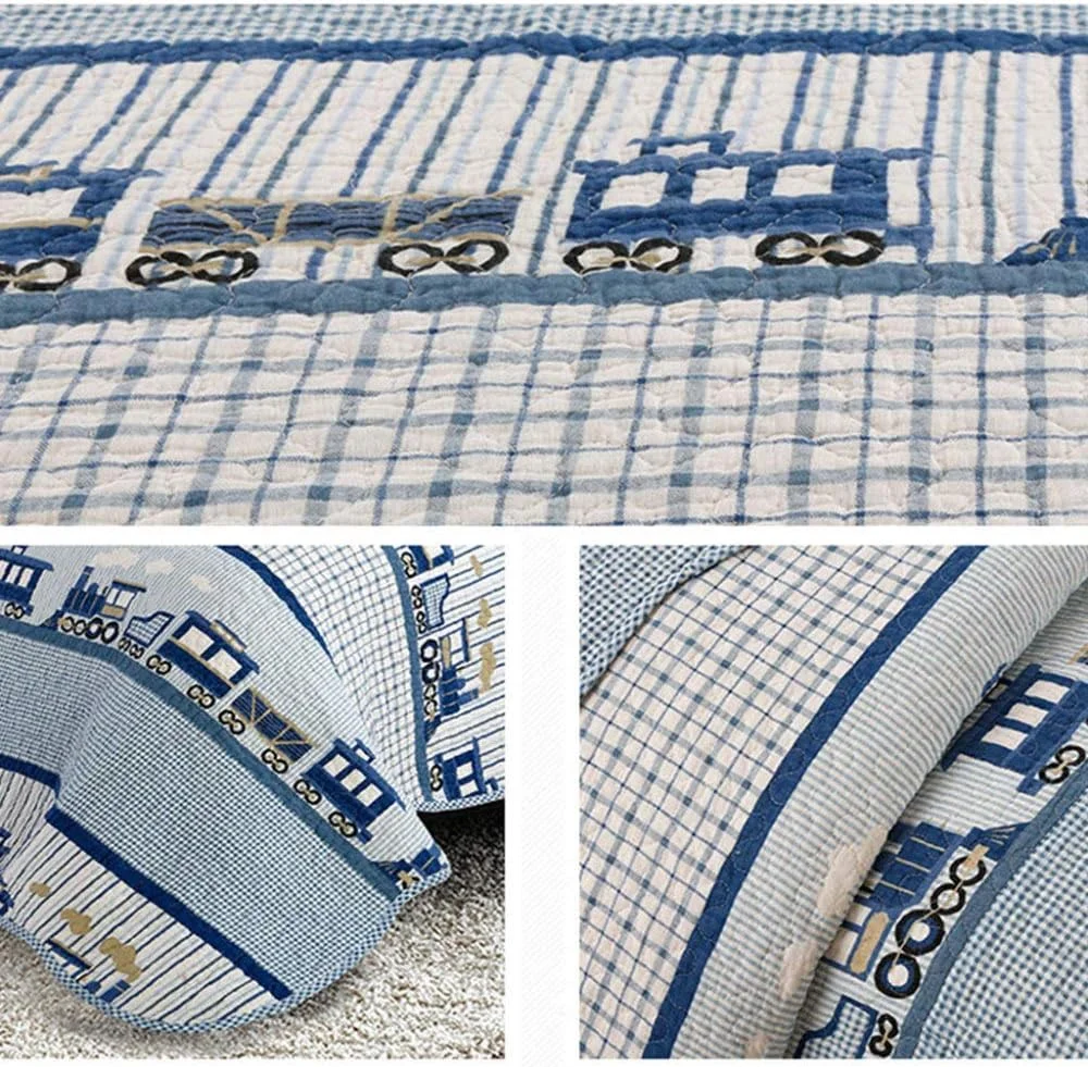 روتختی کودکانه طرح تکه دوزی شده، سایز بزرگ، طرح چاپی اروپایی، لحاف پنبه ای 230cm در 250cm، ست رو تختی تابستانی 3 تکه، 230cm*250cm
