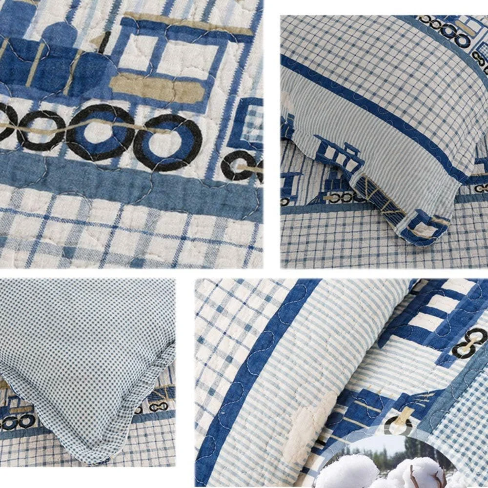 روتختی کودکانه طرح تکه دوزی شده، سایز بزرگ، طرح چاپی اروپایی، لحاف پنبه ای 230cm در 250cm، ست رو تختی تابستانی 3 تکه، 230cm*250cm