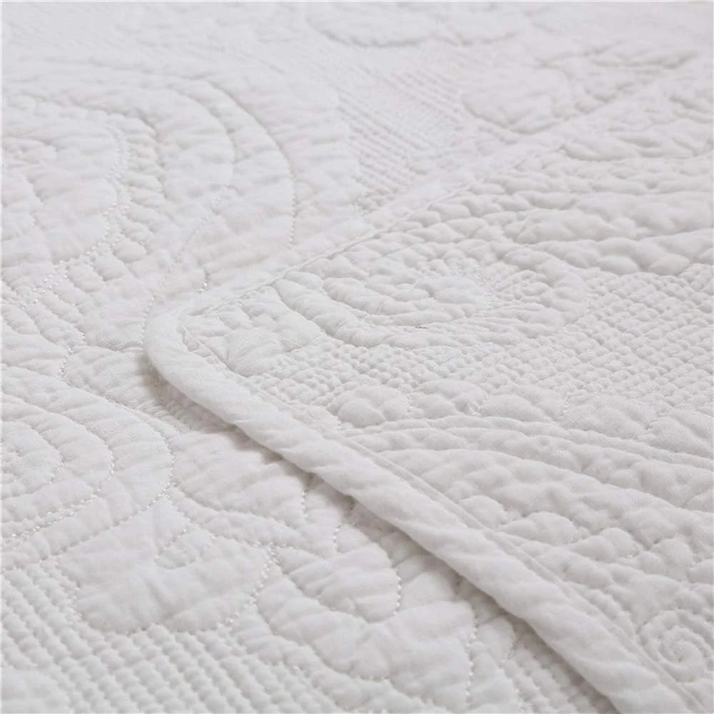 روتختی کتان سایز کینگ، ست روتختی دو نفره، لحاف طرح دار، رو تختی برگشت پذیر، پتوی سبک وزن میکروفایبر، روکش تخت 3 تکه با 2 روبالشی برای دکوراسیون منزل، سفیدD-230X250CM