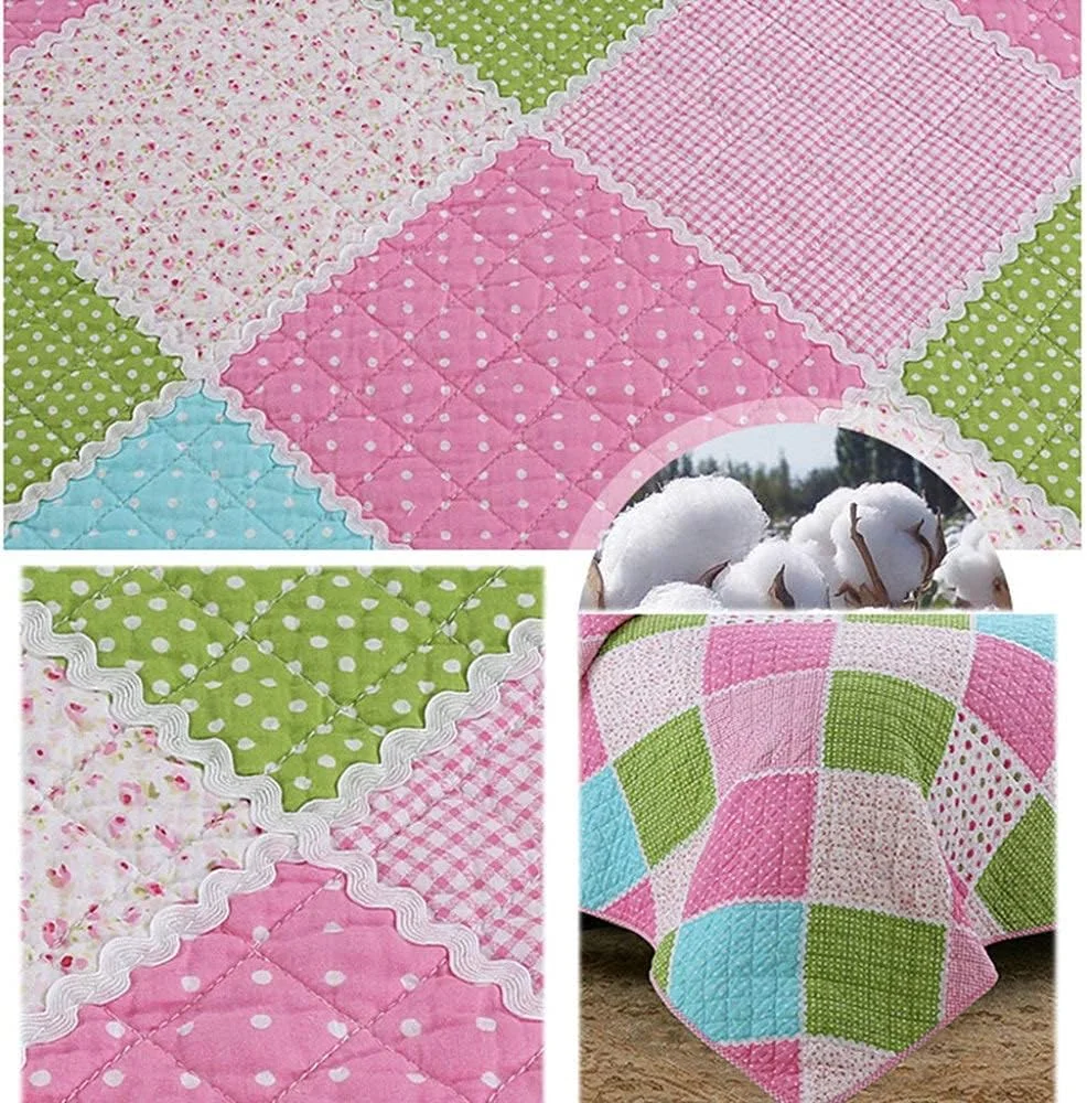 روتختی کودکانه طرح تکه دوزی شده، سایز کینگ، طرح چاپی اروپایی، لحاف نخی، ست رو تختی سه تکه مناسب فصل تابستان