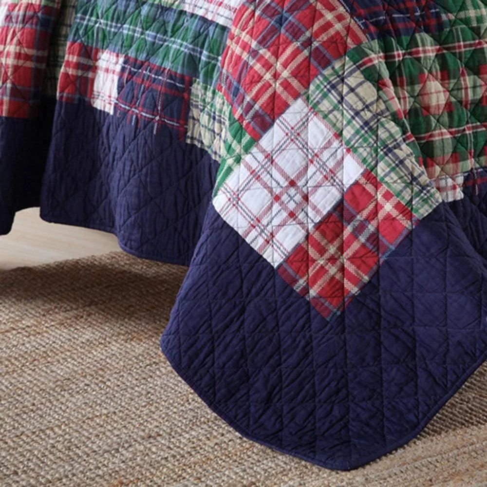 روتختی دو نفره طرح دار پنبه ای تکه دوزی شده 230 در 250 سانتی متر، ست رو تختی 3 تکه ملحفه ضخیم، لحاف + روبالشتی