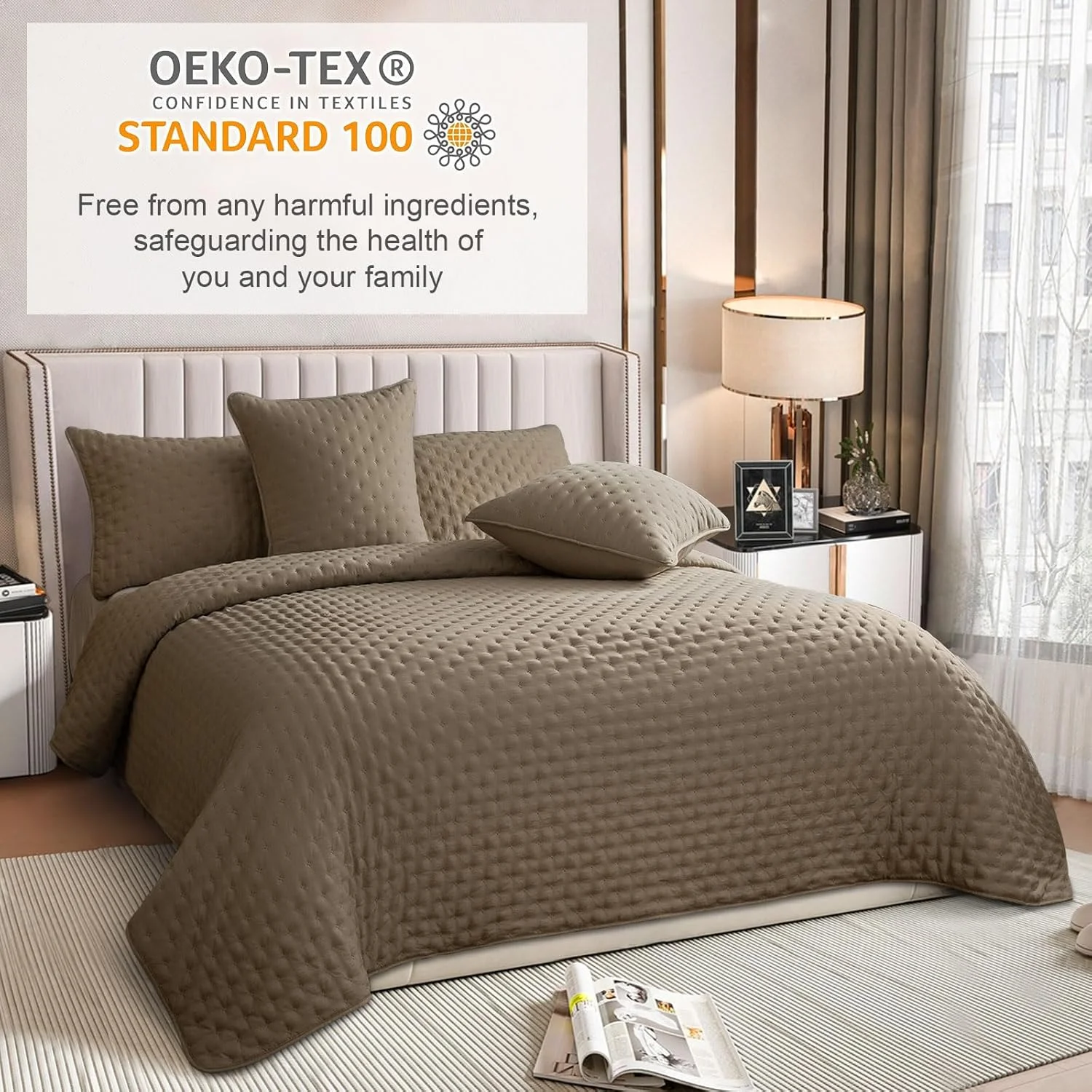 روتختی سه تکه طرح دار زیبا، پتوی چند منظوره برای تمام فصول، ست روتختی نرم میکروفایبر دو رو، روتختی برای تزئین اتاق خواب، لحاف دو رو (قهوه ای) روتختی سه تکه طرح دار زیبا، پتوی چند منظوره برای تمام فصول، ست روتختی نرم میکروفایبر دو رو، روتختی برای تزئین اتاق خواب، لحاف دو رو (قهوه ای)