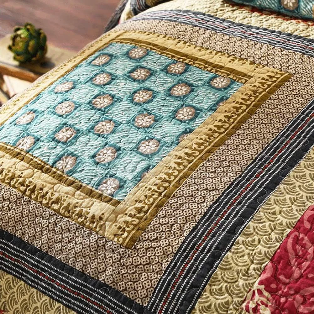 روتختی روتختی لحاف دست دوز لحاف پنبه ای 100% لحاف یک تکه لحاف چند منظوره ست 3 تکه روکش تخت تمام فصل با روبالشی، سوپر کینگ: 260x270cm+50x70cmx2