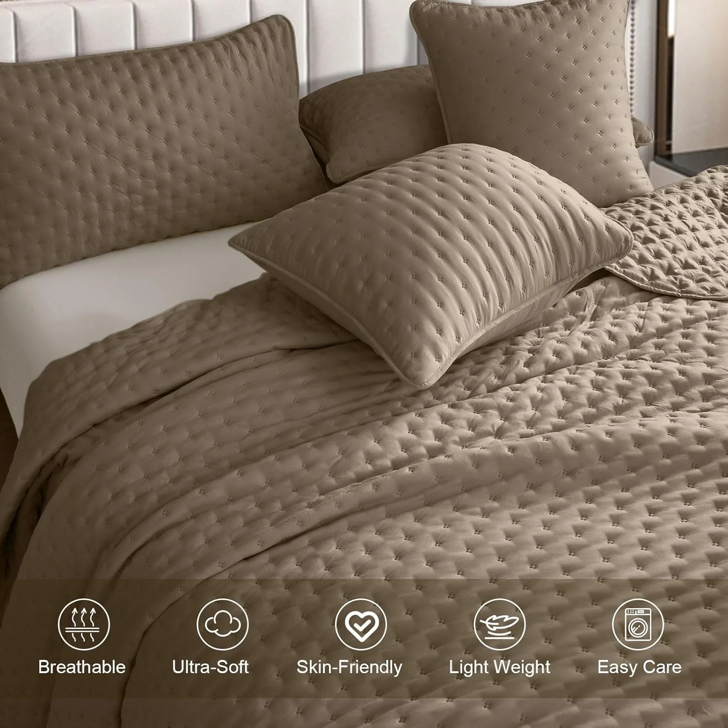 روتختی سه تکه طرح دار زیبا، پتوی چند منظوره برای تمام فصول، ست روتختی نرم میکروفایبر دو رو، روتختی برای تزئین اتاق خواب، لحاف دو رو (قهوه ای) روتختی سه تکه طرح دار زیبا، پتوی چند منظوره برای تمام فصول، ست روتختی نرم میکروفایبر دو رو، روتختی برای تزئین اتاق خواب، لحاف دو رو (قهوه ای)