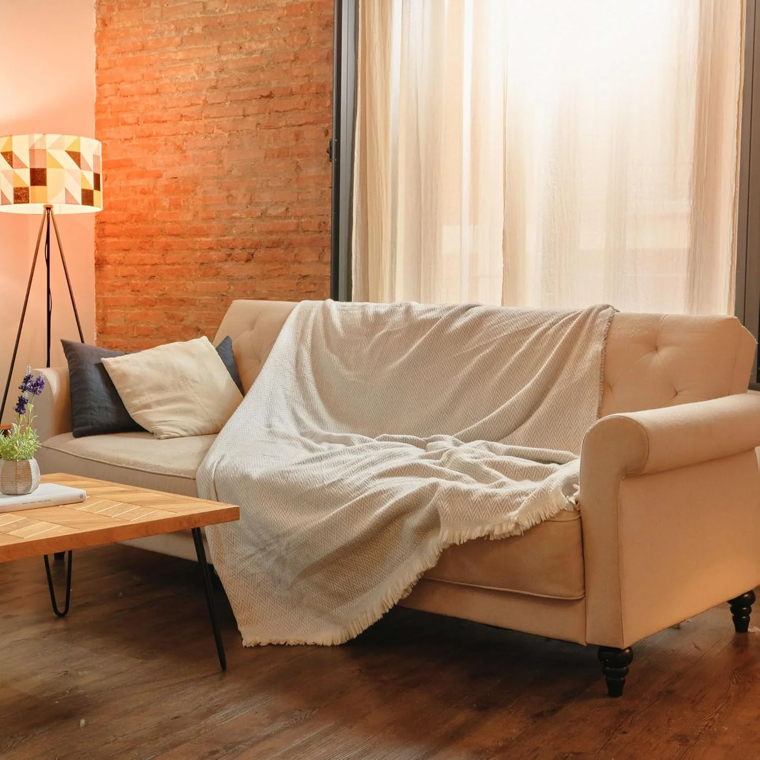 رو تختی، پتوی مبل - پتوی گرم برای تخت یا مبل، و پتوی نخی نرم و لطیف، گرم و قابل تنفس برای تمام طول سال، ایده آل برای اتاق نشیمن (خاکستری روشن، 230 x 260 سانتی متر)