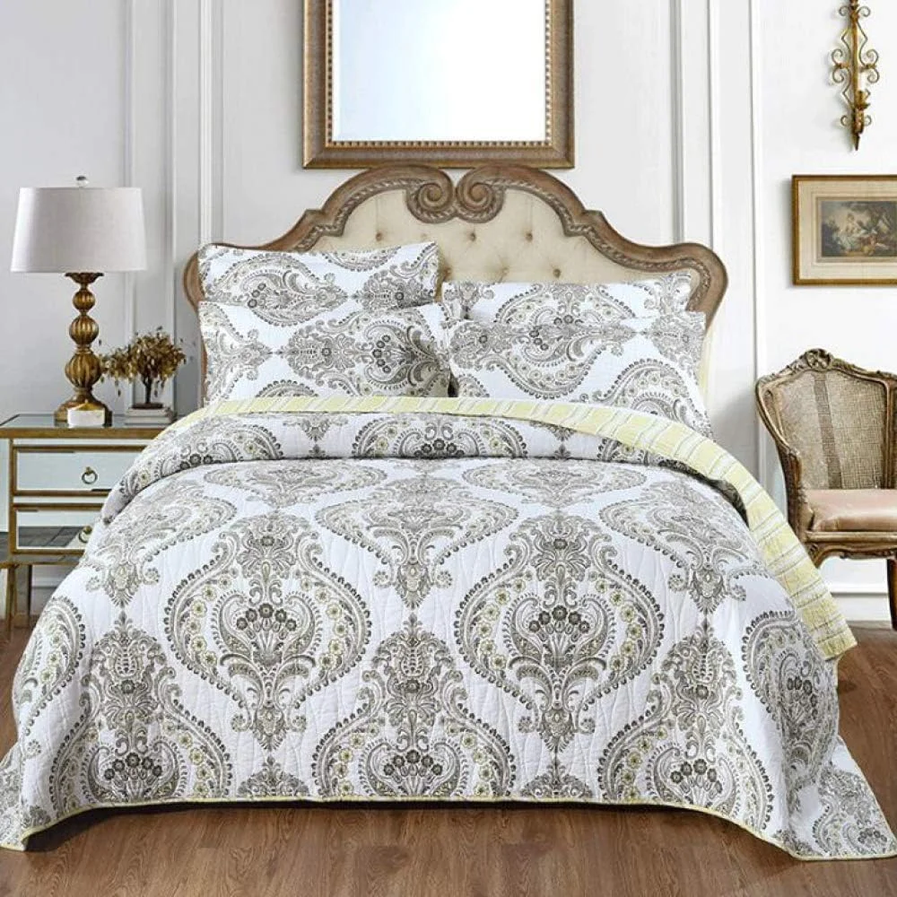 روتختی دو نفره طرح دار پنبه ای لحاف تکه دوزی شده ست روتختی و بالش، BC-230X250CM، Eb-king 230X250cm روتختی دو نفره طرح دار پنبه ای لحاف تکه دوزی شده ست روتختی و بالش، BC-230X250CM، Eb-king 230X250cm