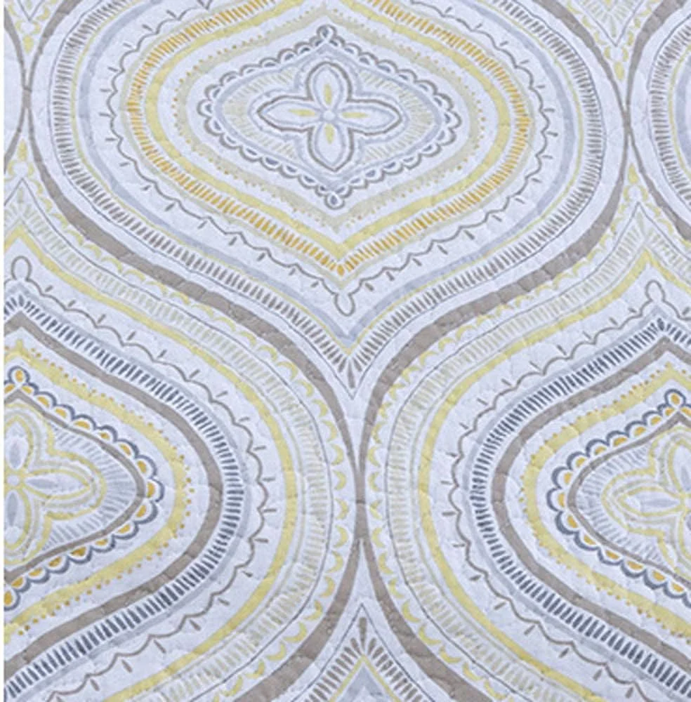 روتختی دو نفره طرح دار، روتختی لحافی کینگ سایز پنبه ای، ست روتختی و رو بالشتی لحافی، آبی 230x250 سانتی متر، زرد 230X250 سانتی متر