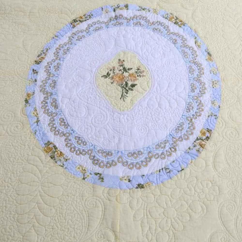 روتختی دو نفره طرح دار، ست روتختی لحاف تکه دوزی پنبه ای، لحاف و بالش، KB-230X250CM, Cb-king 230X250cm