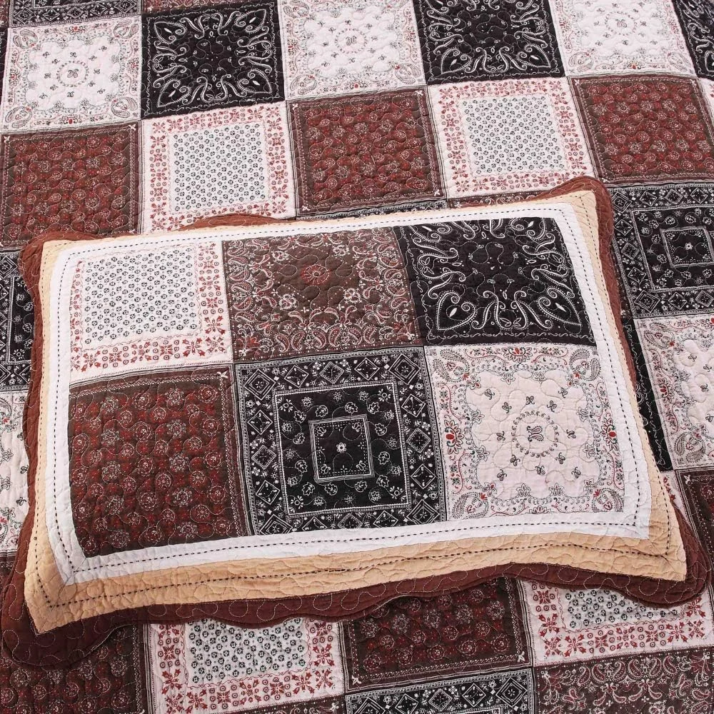 روتختی دونفره طرح تکه دوزی پنبه ای، ست روتختی و روبالشتی روتختی دونفره طرح تکه دوزی پنبه ای، ست روتختی و روبالشتی