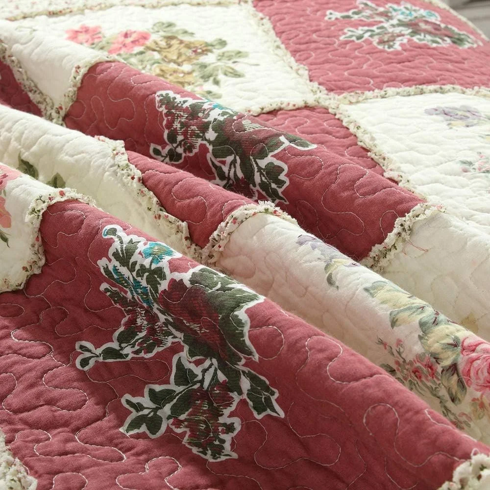 روتختی دو نفره طرح تکه دوزی، روتختی کینگ سایز پنبه ای، ست روتختی و روبالشتی روتختی دو نفره طرح تکه دوزی، روتختی کینگ سایز پنبه ای، ست روتختی و روبالشتی