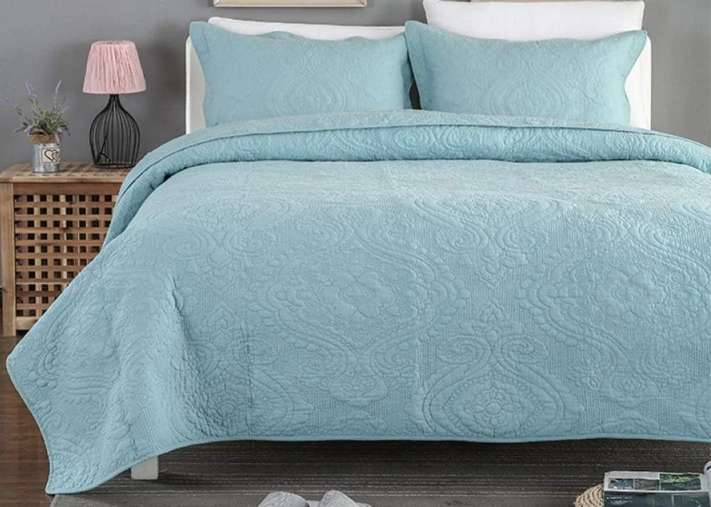 روتختی لحاف‌دوزی شده دو نفره، روتختی لحاف‌دوزی شده کینگ سایز پنبه‌ای، ست روتختی کینگ سایز، لحاف و بالش، بنفش-240X260 سانتی‌متر، آبی-کینگ 240X260 سانتی‌متر