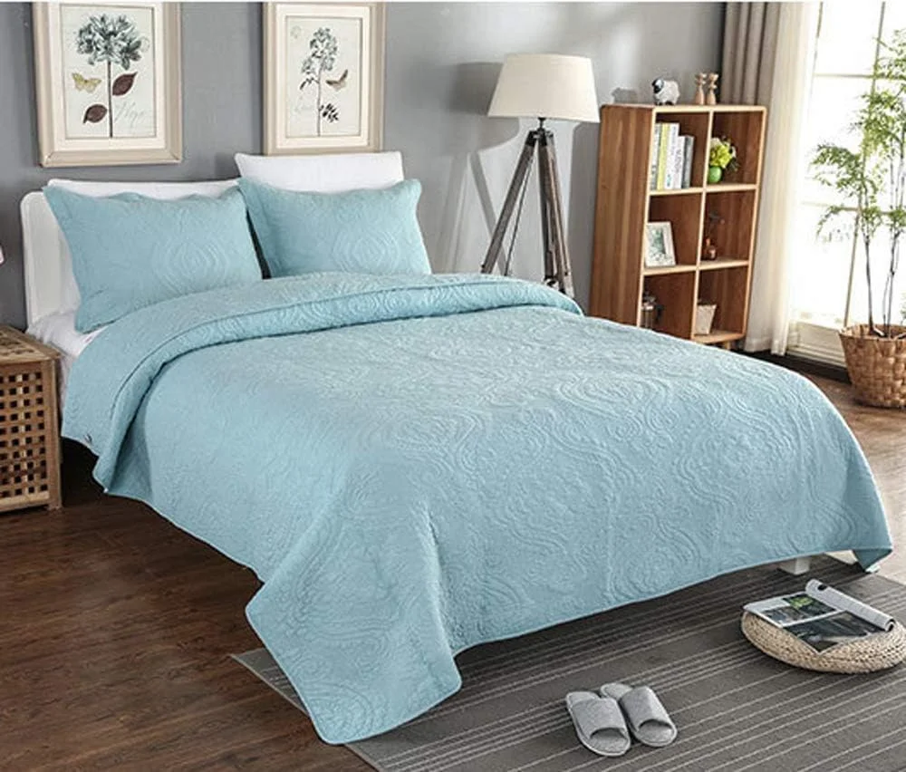 روتختی لحاف‌دوزی شده دو نفره، روتختی لحاف‌دوزی شده کینگ سایز پنبه‌ای، ست روتختی کینگ سایز، لحاف و بالش، بنفش-240X260 سانتی‌متر، آبی-کینگ 240X260 سانتی‌متر