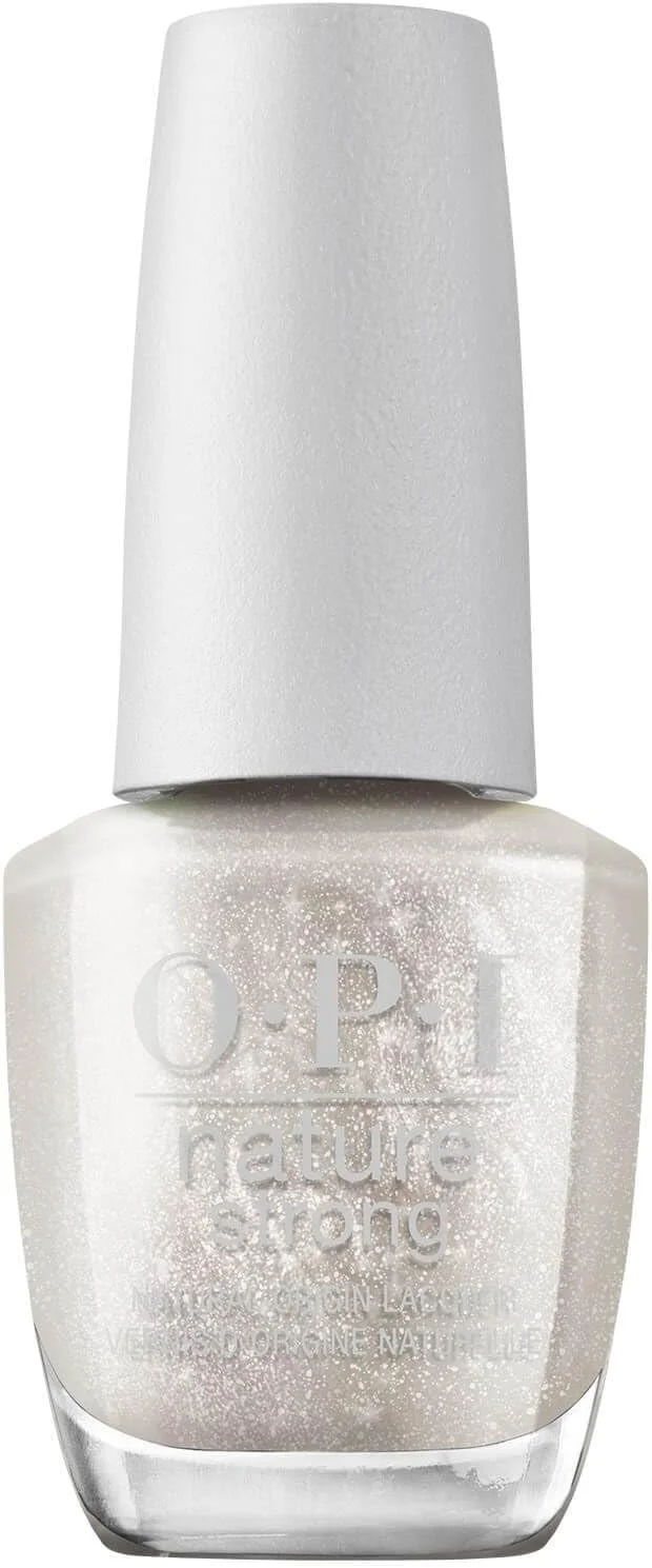 لاک ناخن OPI Nature Strong، ماندگاری 7 روزه، درخشش بالا، وگان با مواد طبیعی، رنگ Glowing Places، شیمر طلایی، 15 میلی لیتر