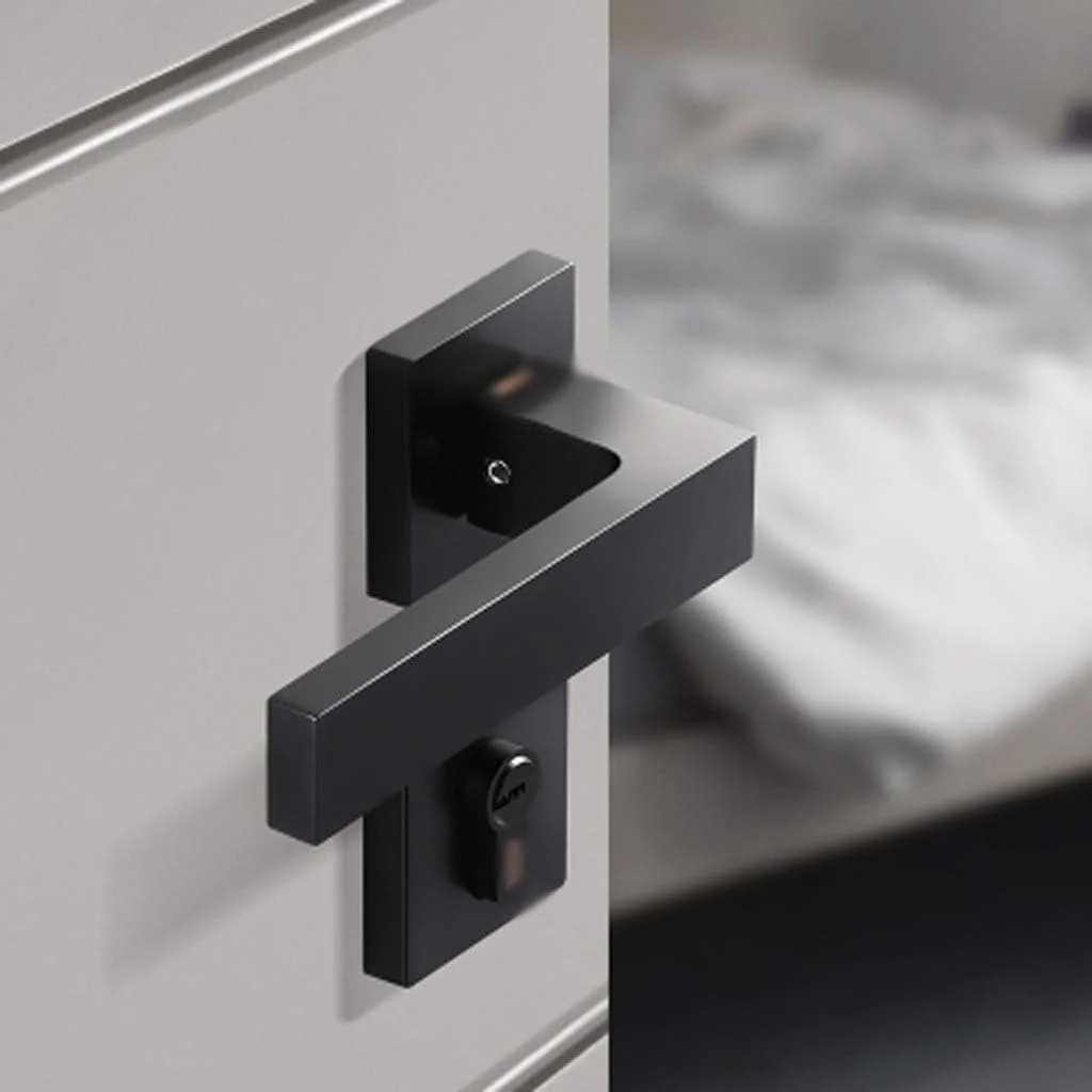 دستگیره مربعی درب داخلی ZLDCTG - مناسب برای درب های 35-55 میلی متر، مشکی