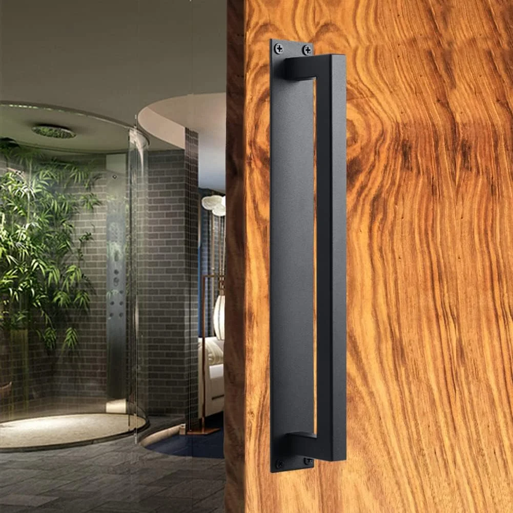 دستگیره درب انبار مستطیلی فولادی سنگین K10 - 30 سانتی متر - مشکی مات