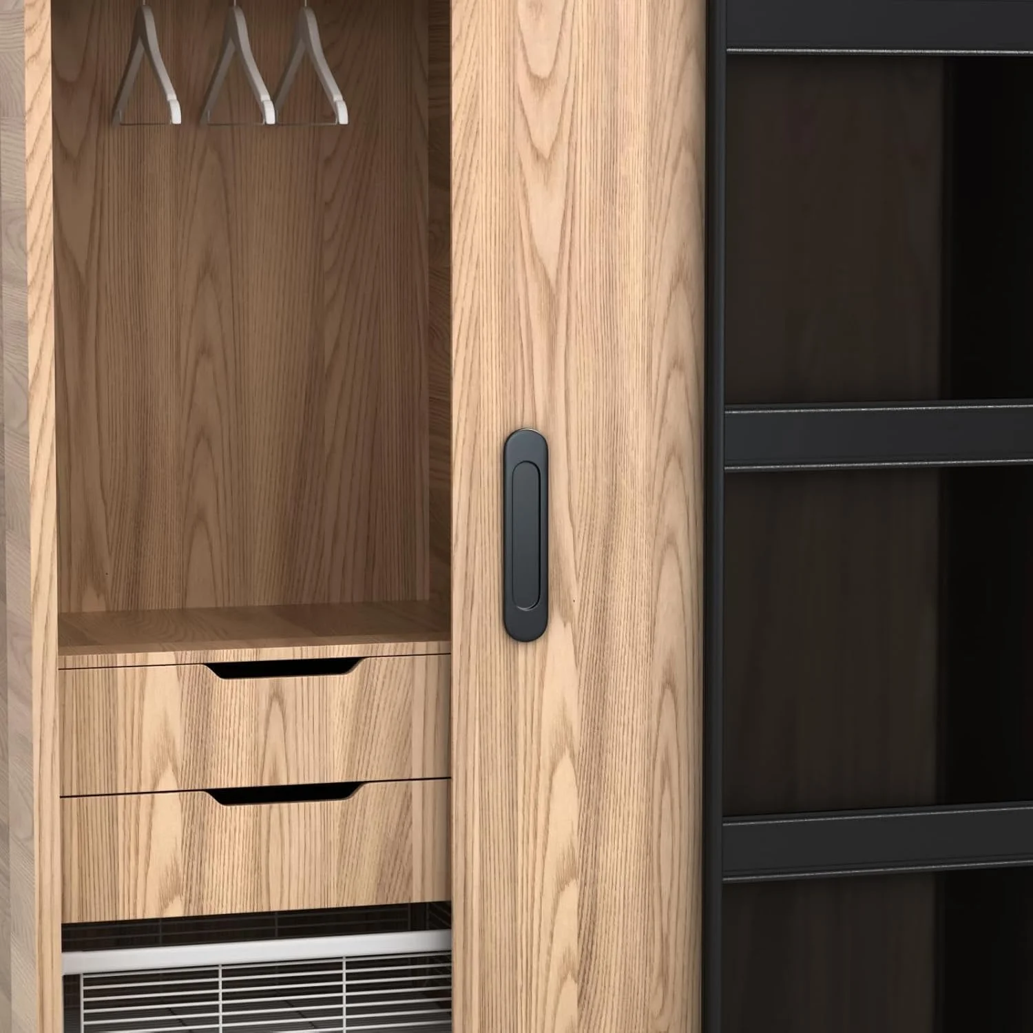 ست چهارتایی دستگیره درب کشویی چسبی، دستگیره خروجی آسان بیضی مشکی مات 10 سانتی متری برای آشپزخانه، کمد، درب های انبار (استیل ضد زنگ)