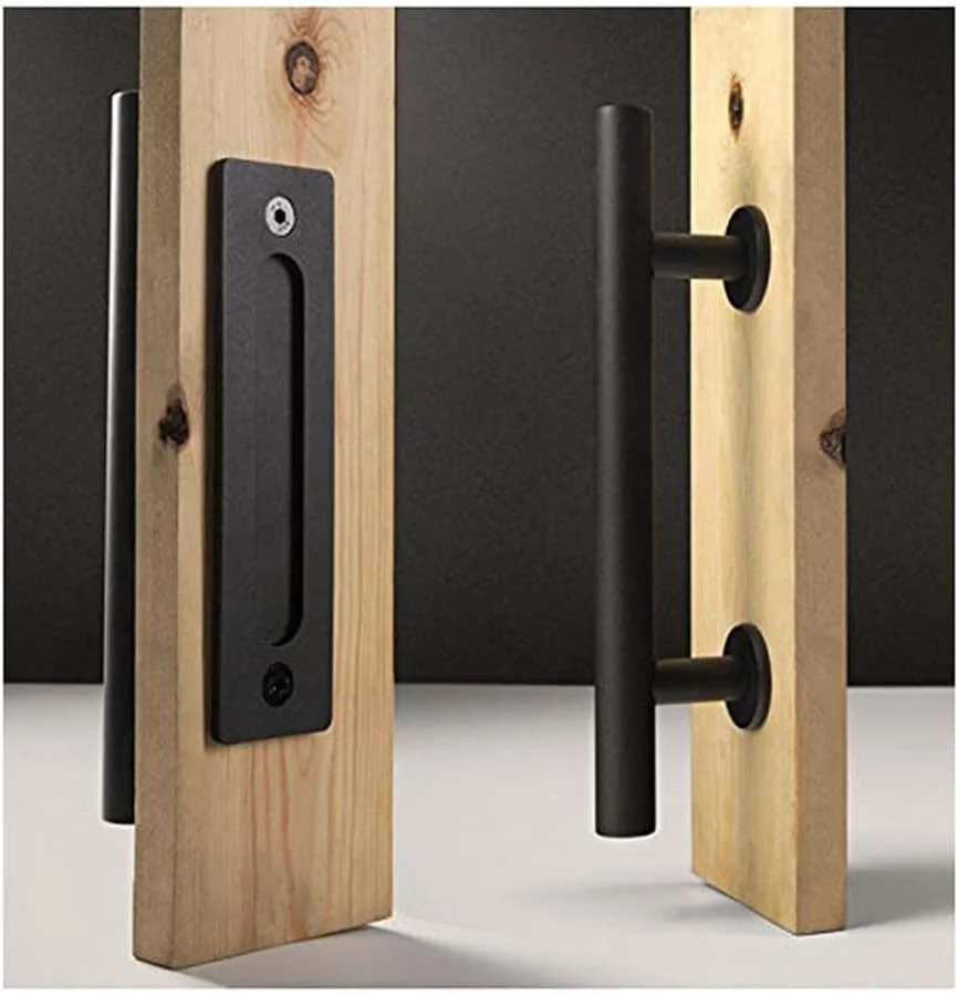 دستگیره درب کشویی MAKINGTEC، دستگیره سنگین درب انبار سخت افزار استیل ضد زنگ مجموعه سخت افزاری دستگیره برای کمد دستگیره های درب مشکی خانگی