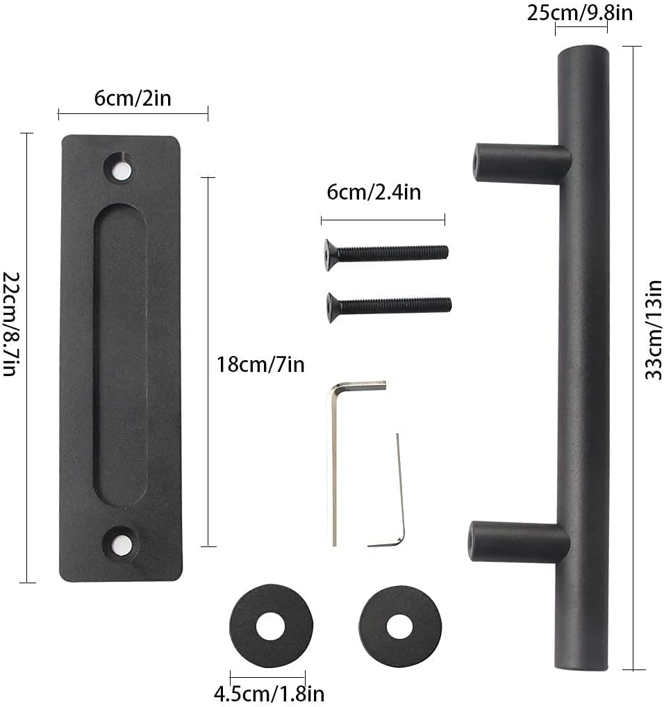 دستگیره درب کشویی MAKINGTEC، دستگیره سنگین درب انبار سخت افزار استیل ضد زنگ مجموعه سخت افزاری دستگیره برای کمد دستگیره های درب مشکی خانگی