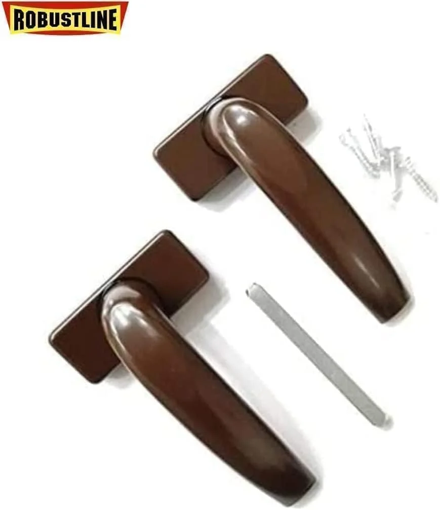 دستگیره در آلومینیومی Robustline، ست کامل دستگیره در بادوام و مقاوم برای انواع درهای داخلی - قهوه ای