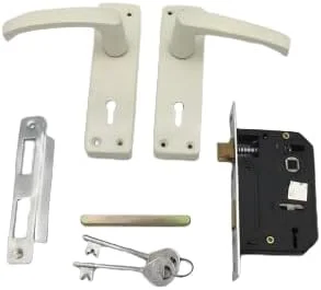 ست دستگیره درب آلومینیومی با قفل و کلید، دستگیره های جداکننده سفید