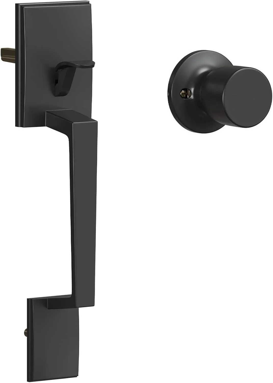 دستگیره درب ورودی HOSOM به همراه دستگیره گرد، مناسب برای درب های راست بازشو و چپ بازشو، رنگ مشکی مات