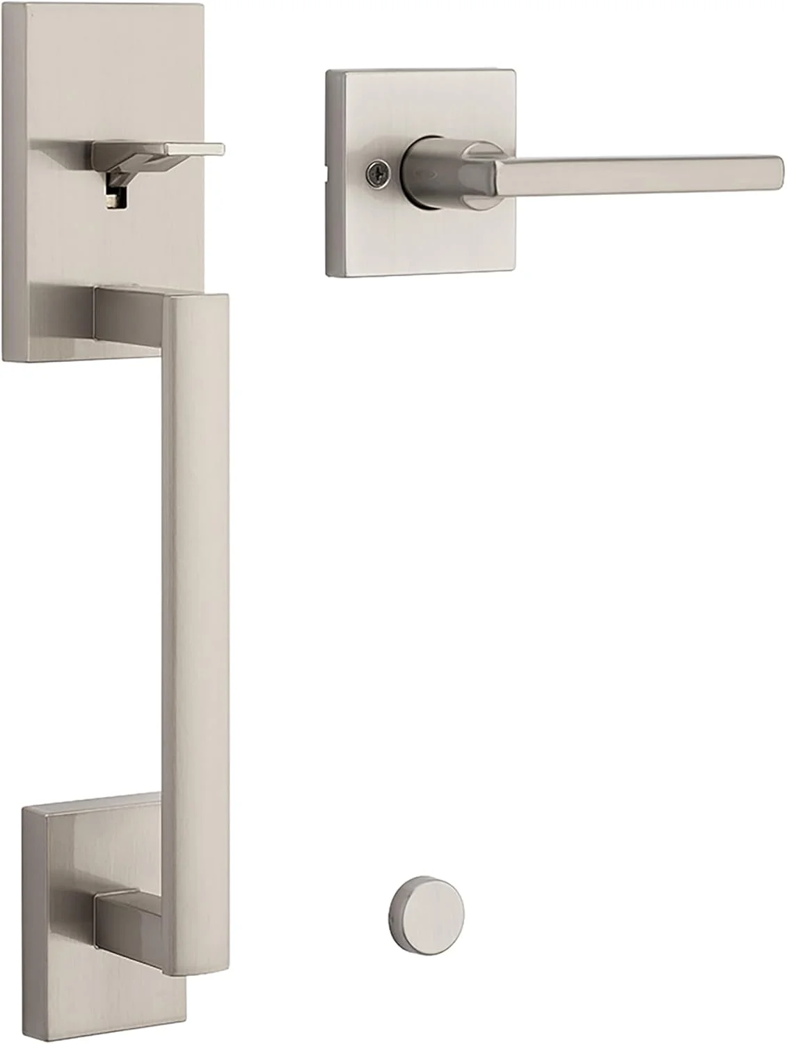 دستگیره درب ورودی Kwikset San Clemente بدون قفل، دستگیره بیرونی با اهرم برگشت پذیر داخلی، غیر قفل شونده، نیکل ساتن، زبانه قفل درب شامل نمی شود، با محافظت Microban دستگیره درب ورودی Kwikset San Clemente بدون قفل، دستگیره بیرونی با اهرم برگشت پذیر داخلی، غیر قفل شونده، نیکل ساتن، زبانه قفل درب شامل نمی شود، با محافظت Microban